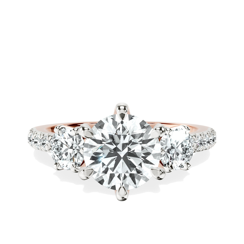 Tiara Three stone Lab Diamond Ring front view