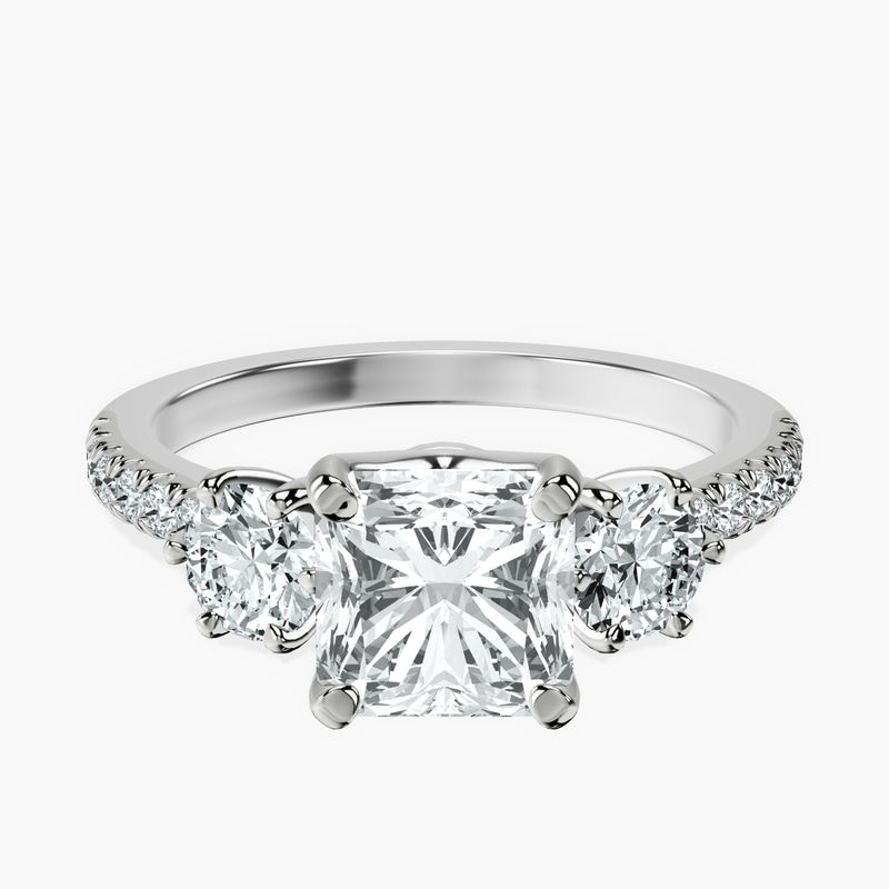 14ct White Gold Tiara Three stone Lab Diamond Ring front image
