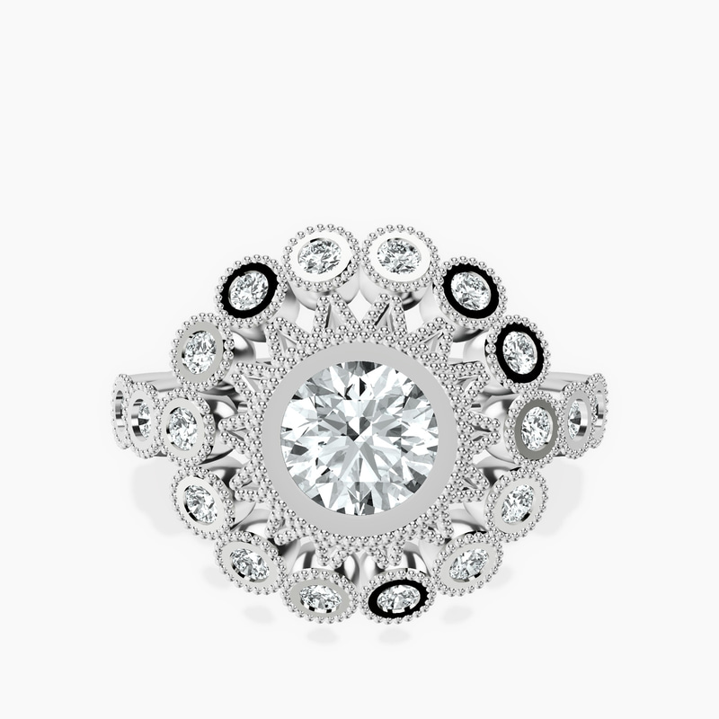 2.82 ct. round Bloom Vintage Halo Ring in 18kt white gold rtr top