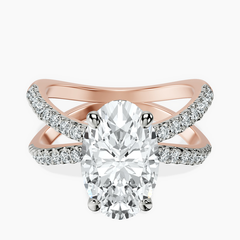 2.06 ct. oval Dakota Criss Cross Ring in 18kt rose gold rtr top