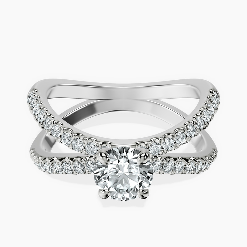 10kt White Gold Dakota Criss Cross Lab Diamond Ring front image