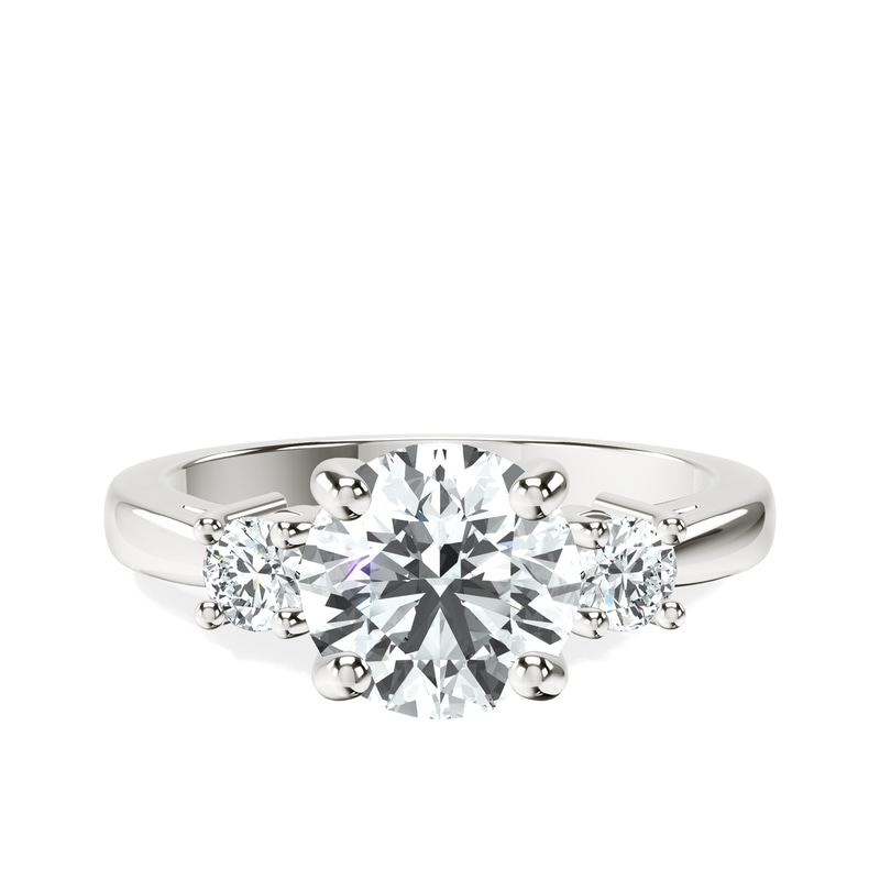 Intricacy Three stone Lab Diamond Ring front view