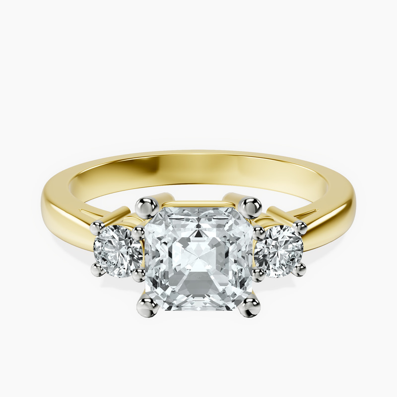 10kt Yellow Gold Intricacy Three stone Lab Diamond Ring front image