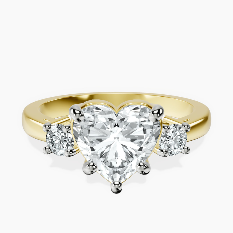 18kt Yellow Gold Intricacy Three stone Lab Diamond Ring front image