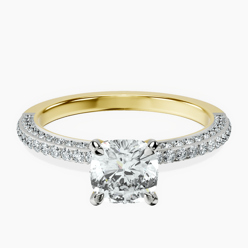 1.49 ct. cushion Grace pavé Eternity Ring in 18kt yellow gold rtr top