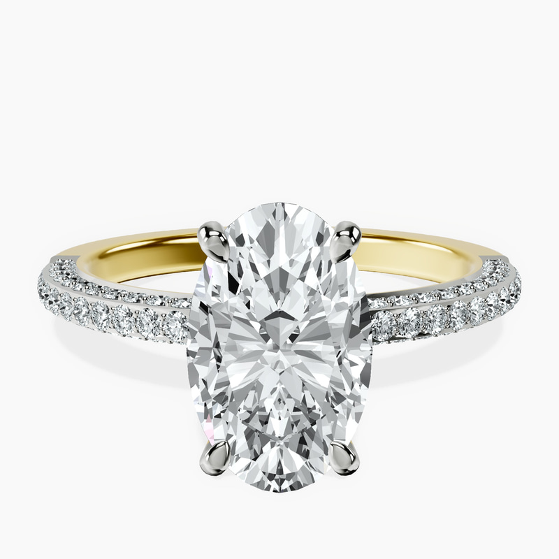 2.99 ct. oval Grace pavé Eternity Ring in 14kt yellow gold rtr top