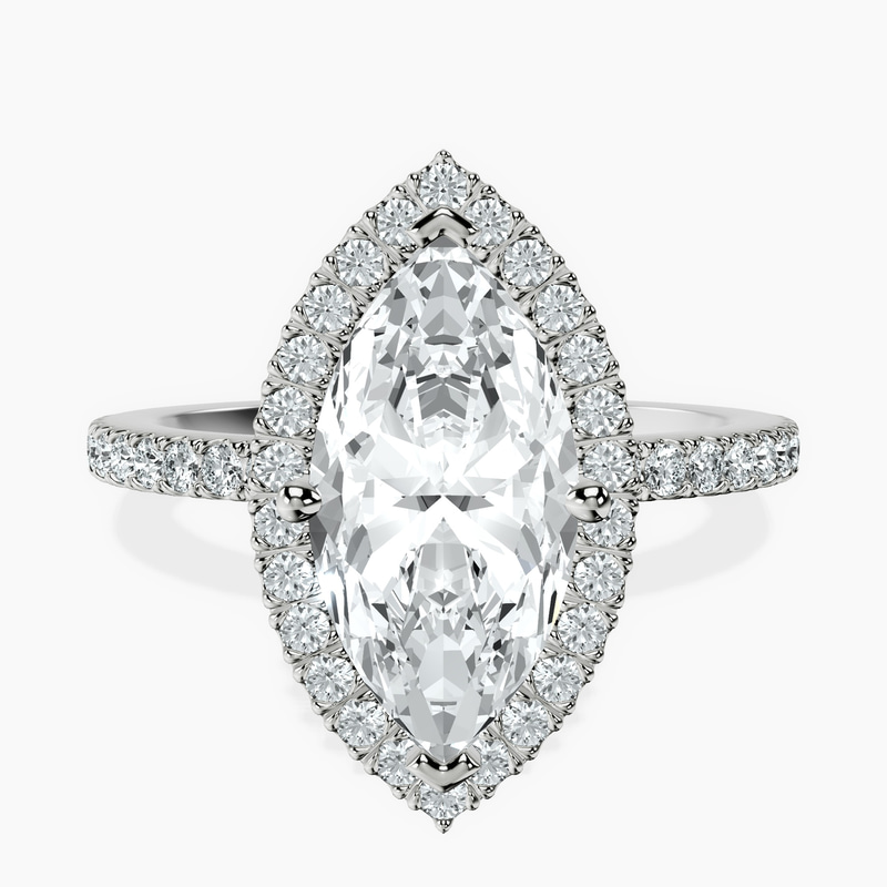 1.39 ct. marquise Elle Classic Halo Ring in 10kt white gold rtr top