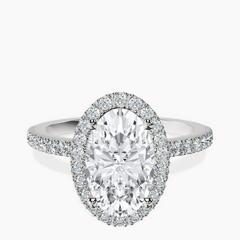 2.06 ct. oval Elle Classic Halo Ring in 10kt white gold rtr top