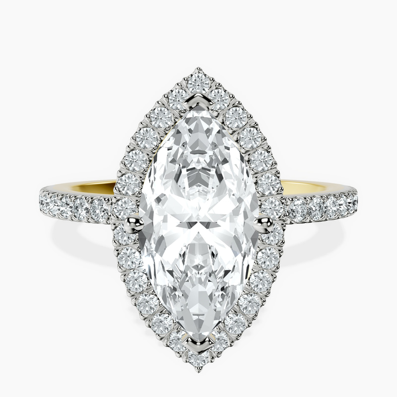 2.73 ct. marquise Elle Classic Halo Ring in 18kt yellow gold rtr top