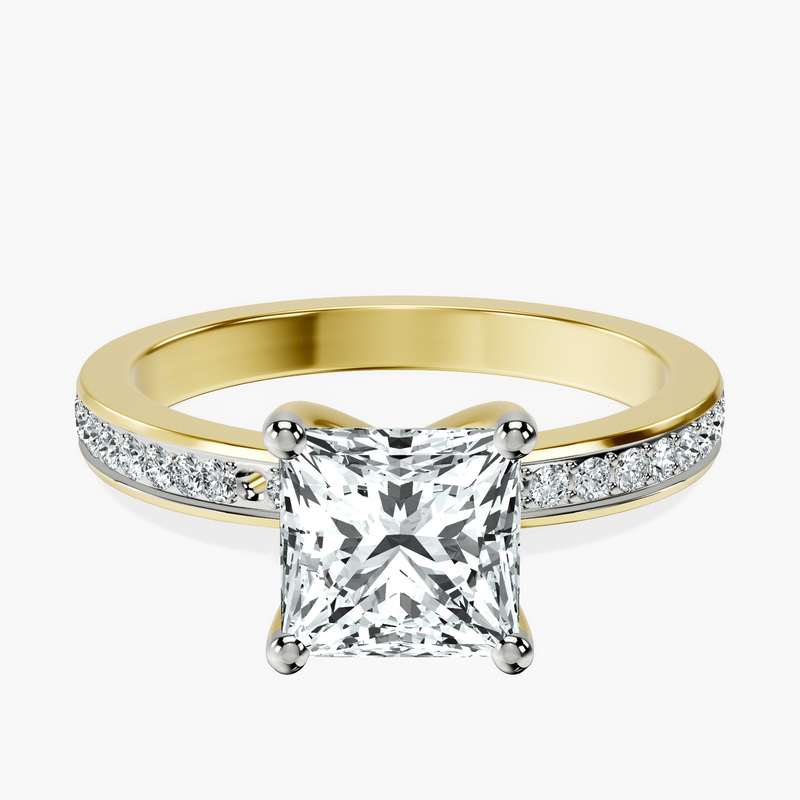 2.80 ct. princess Charm Of Love Eternity Ring in 10kt yellow gold rtr top