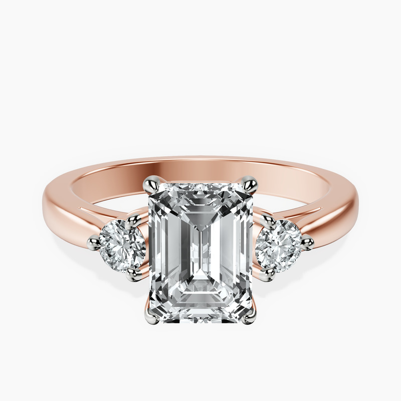 18ct Rose Gold Synthia Three stone Lab Diamond Ring front image