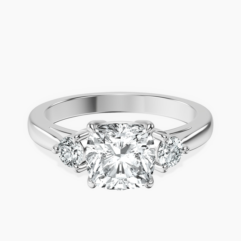 14kt White Gold Synthia Three stone Lab Diamond Ring front image