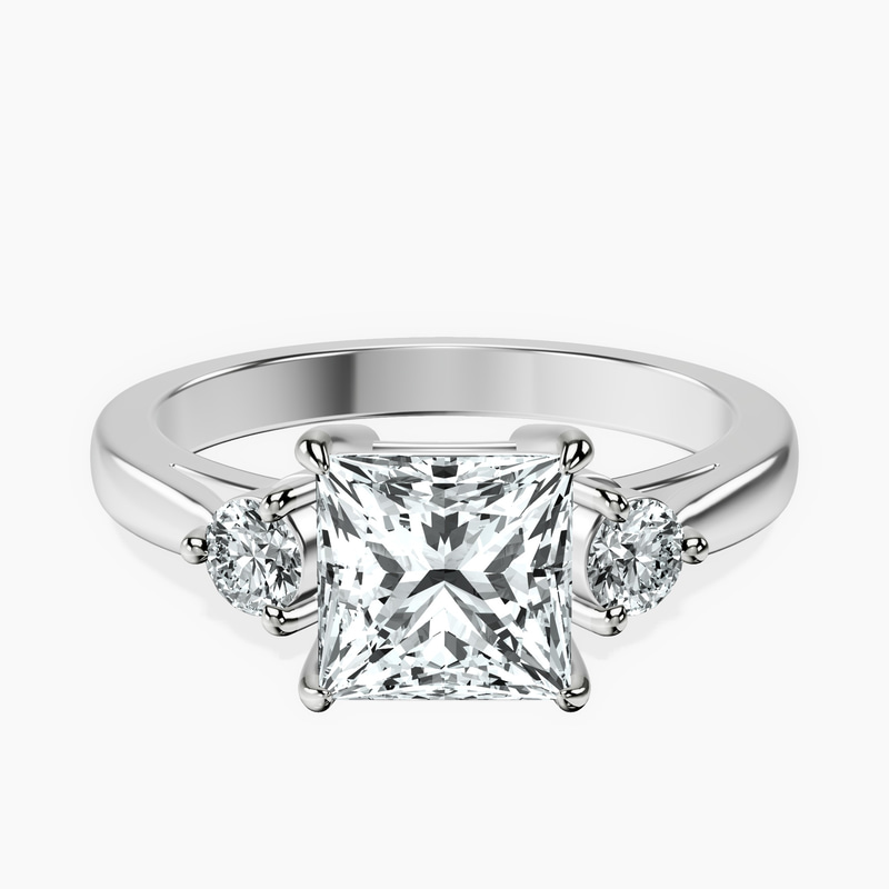 18kt White Gold Synthia Three stone Lab Diamond Ring front image