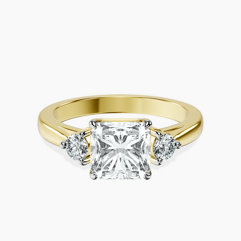 18kt Yellow Gold Synthia Three stone Lab Diamond Ring front image
