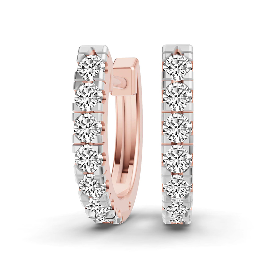 10kt Rose Gold Classic Round Lab Diamond Huggie Earrings (1/2 Ct. Tw.) front image