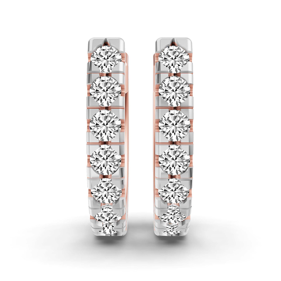 10kt Rose Gold Classic Round Lab Diamond Huggie Earrings (1/2 Ct. Tw.) left