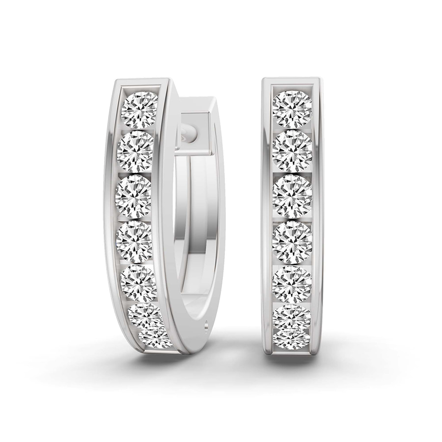 10kt White Gold Remi Round Lab Diamond Huggie Earrings (1/2 Ct. Tw.) front image