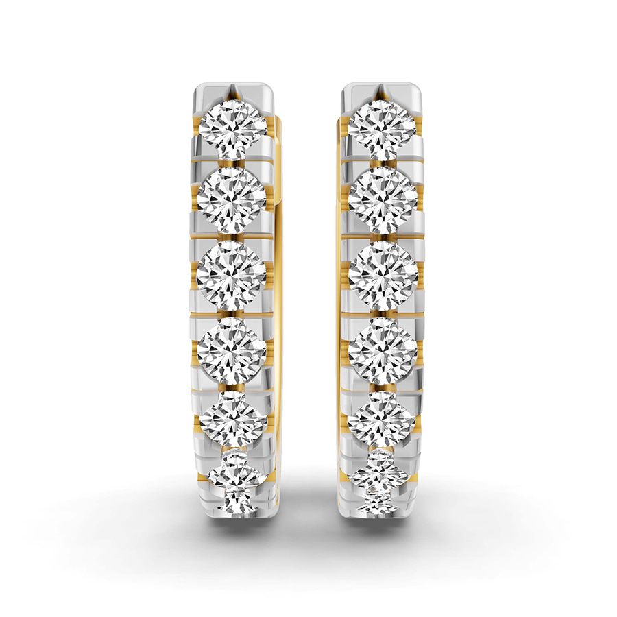 10kt Yellow Gold Classic Round Lab Diamond Huggie Earrings (1/2 Ct. Tw.) left