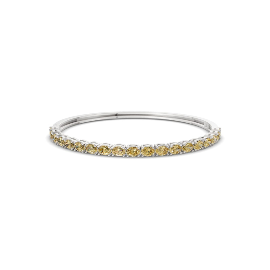 14kt White Gold Oval Serenity Lab Diamond Openable Bangle Bracelet (5 Ct. Tw.) front image