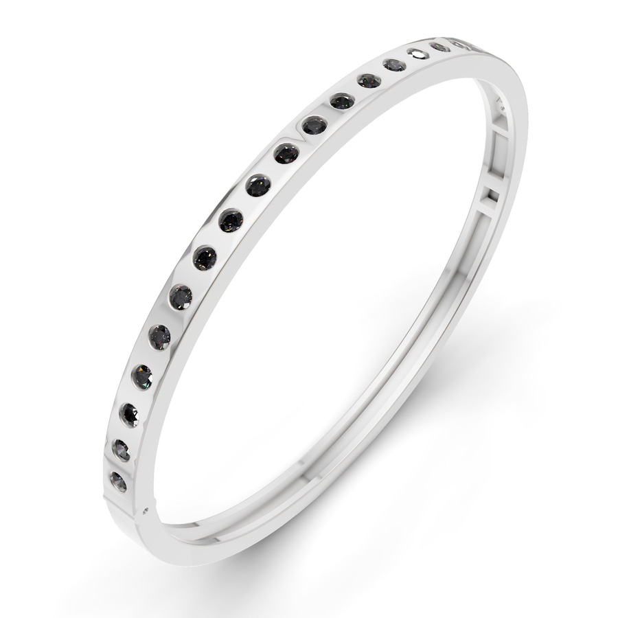 14kt White Gold Round Glow Classic Lab Diamond Openable Bangle Bracelet (3 Ct. Tw.) right
