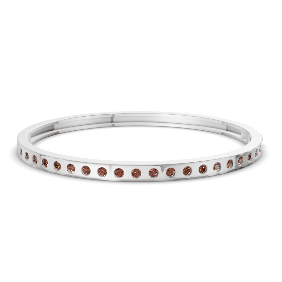 14kt White Gold Round Glow Classic Lab Diamond Openable Bangle Bracelet (1 Ct. Tw.) front image