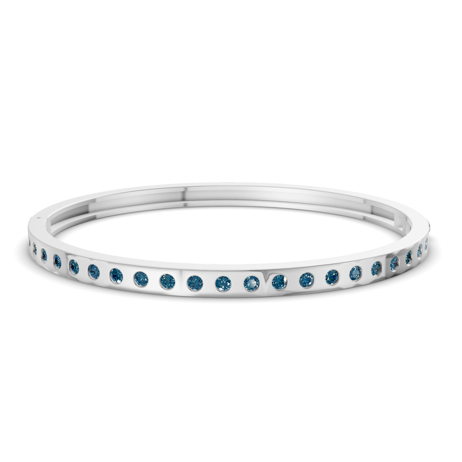 14kt White Gold Round Glow Classic Lab Diamond Openable Bangle Bracelet (1 Ct. Tw.) front image