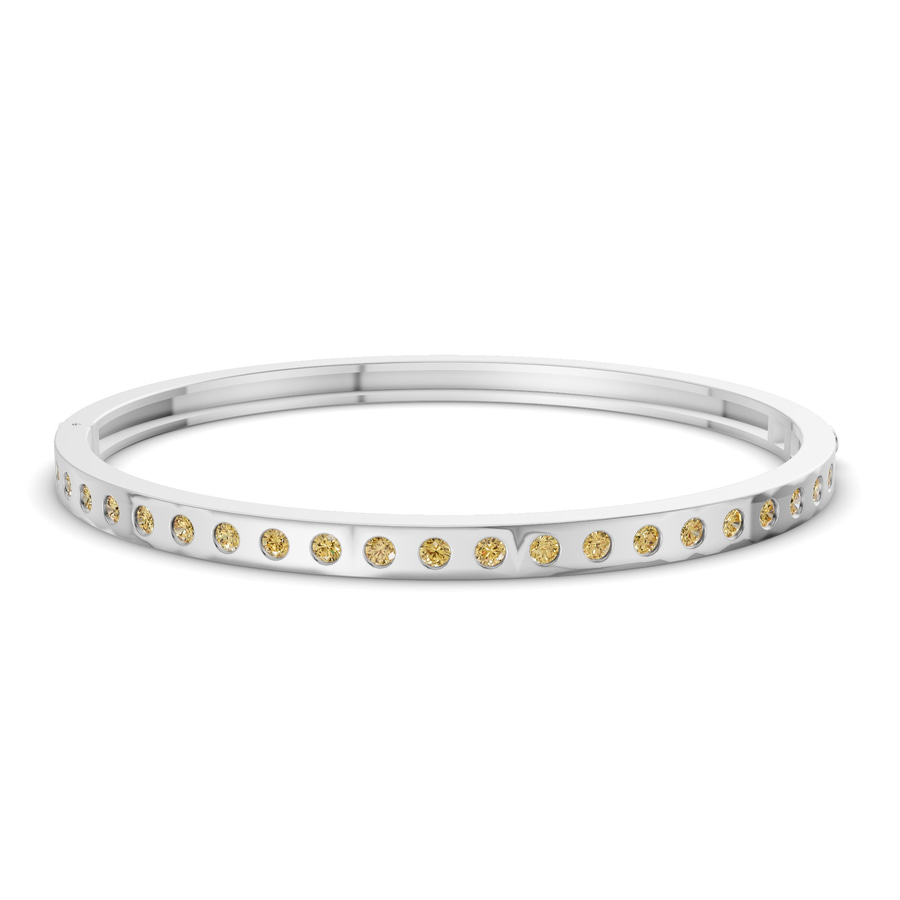 14kt White Gold Round Glow Classic Lab Diamond Openable Bangle Bracelet (1 Ct. Tw.) front image