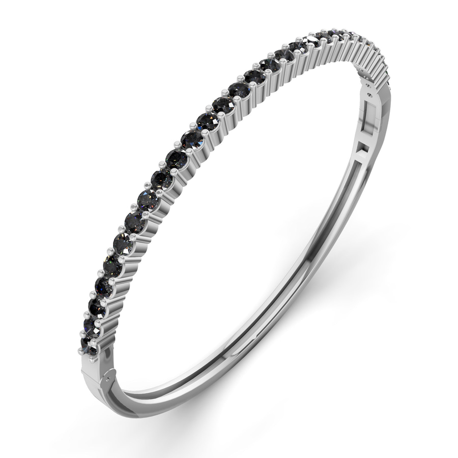 14kt White Gold Round Embrace Lab Diamond Openable Bangle Bracelet (1 Ct. Tw.) right