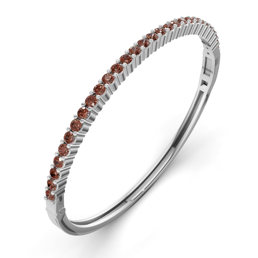 14kt White Gold Round Embrace Lab Diamond Openable Bangle Bracelet (1 Ct. Tw.) right
