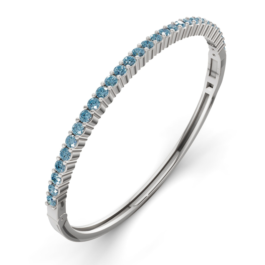 14kt White Gold Round Embrace Lab Diamond Openable Bangle Bracelet (1 Ct. Tw.) right
