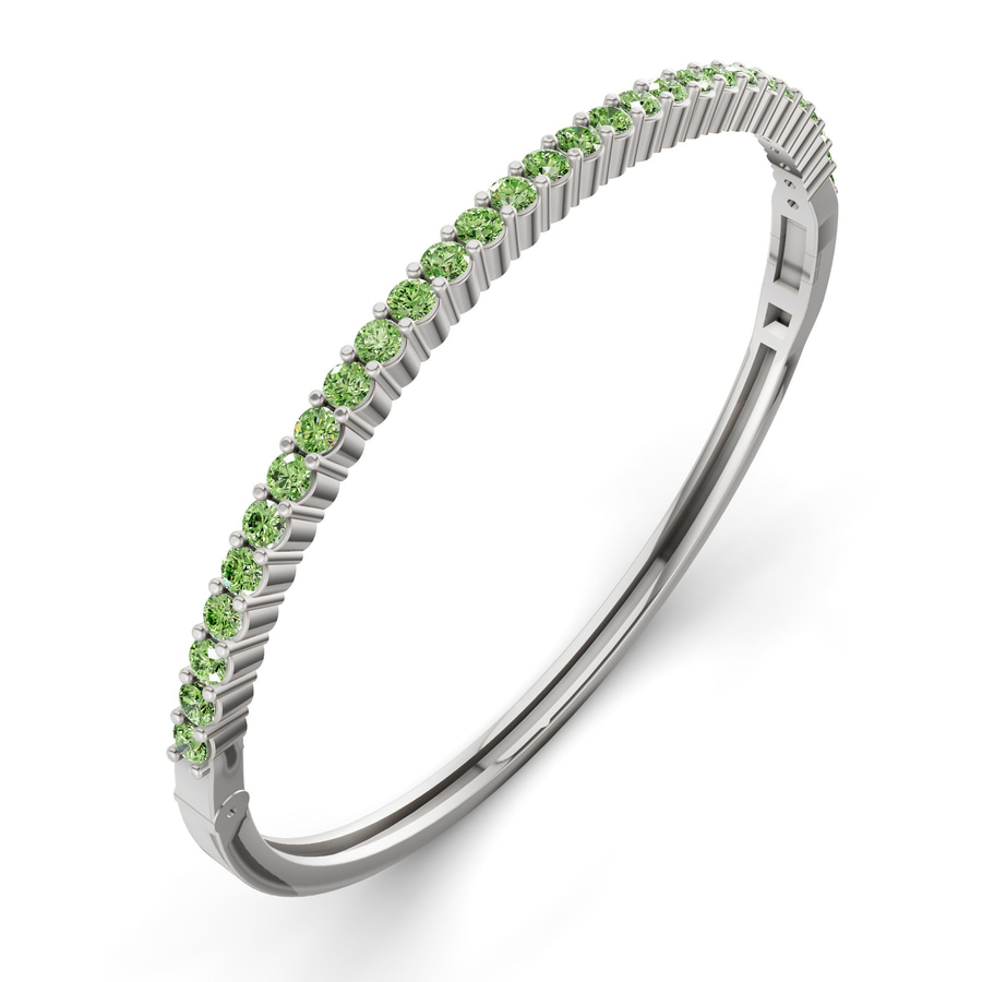 14kt White Gold Round Embrace Lab Diamond Openable Bangle Bracelet (1 Ct. Tw.) right