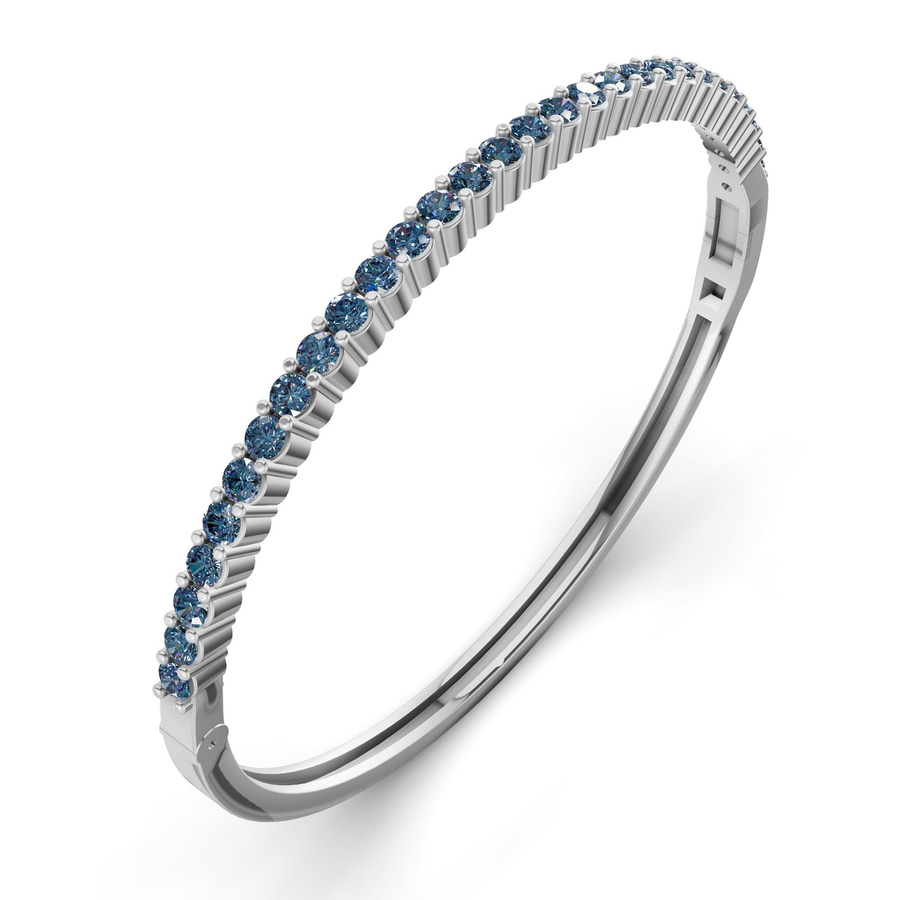 14kt White Gold Round Embrace Lab Diamond Openable Bangle Bracelet (1 Ct. Tw.) right