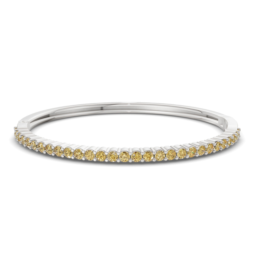 14kt White Gold Round Embrace Lab Diamond Openable Bangle Bracelet (1 Ct. Tw.) front image