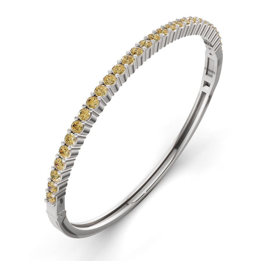 14kt White Gold Round Embrace Lab Diamond Openable Bangle Bracelet (1 Ct. Tw.) right