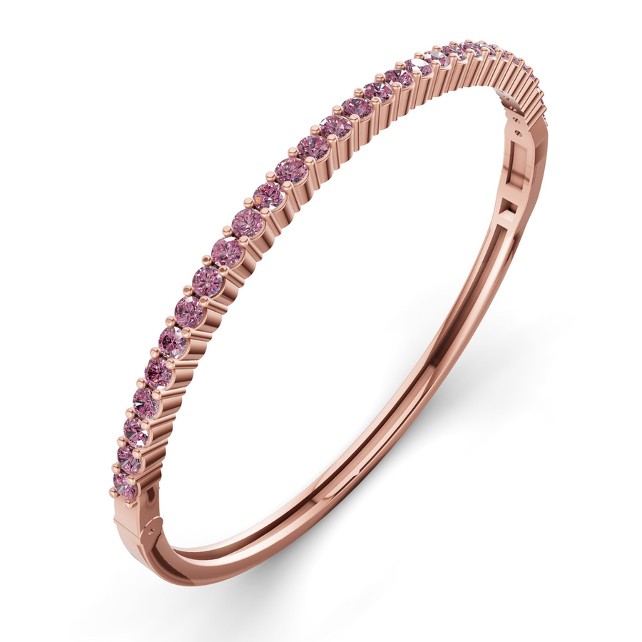 14kt Rose Gold Round Embrace Lab Diamond Openable Bangle Bracelet (1 Ct. Tw.) right