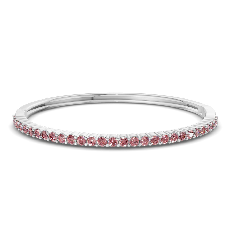 14kt White Gold Round Embrace Lab Diamond Openable Bangle Bracelet (2 Ct. Tw.) front image