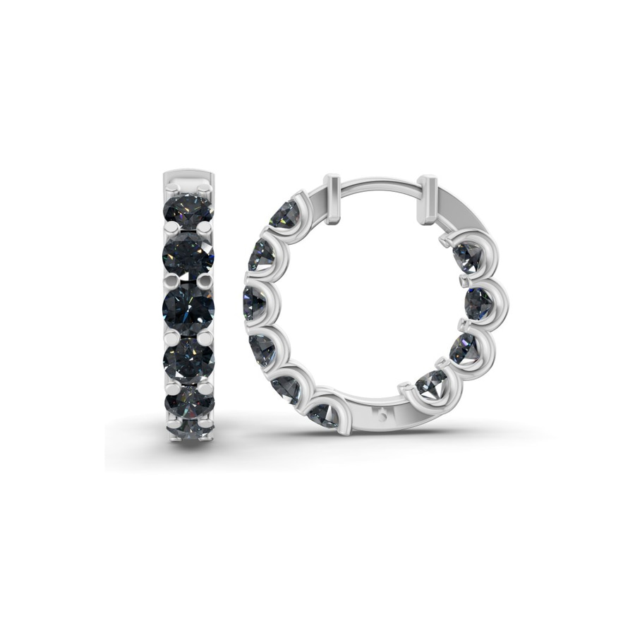 Platinum Sirena Round Lab Diamond Hoop Earrings (2 Ct. Tw.) standing product image one