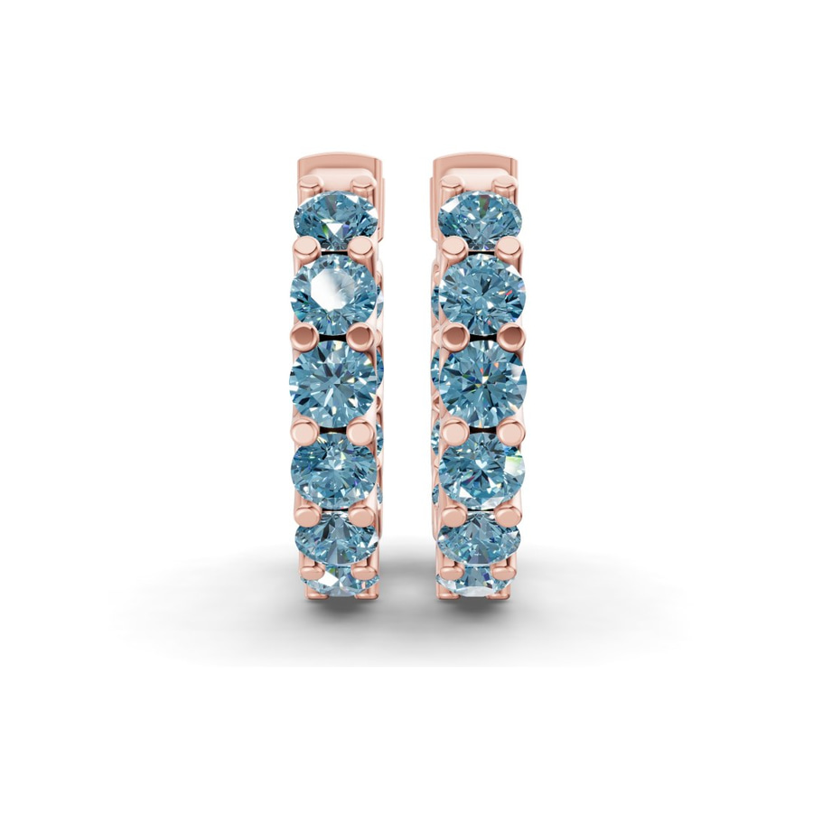 14ct Rose Gold Sirena Round Lab Diamond Hoop Earrings (3 Ct. Tw.) side right image one