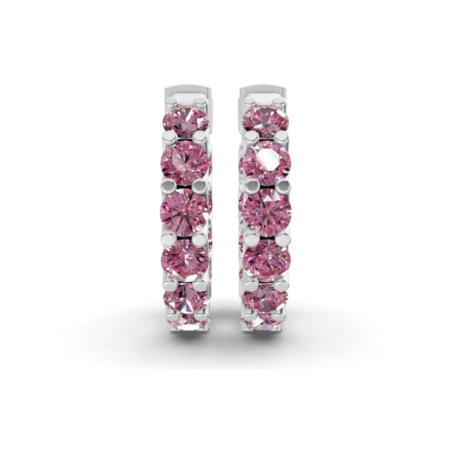 Platinum Sirena Round Lab Diamond Hoop Earrings (4 Ct. Tw.) side right image one