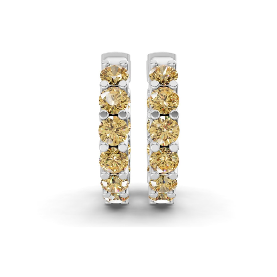 Platinum Sirena Round Lab Diamond Hoop Earrings (4 Ct. Tw.) side right image one