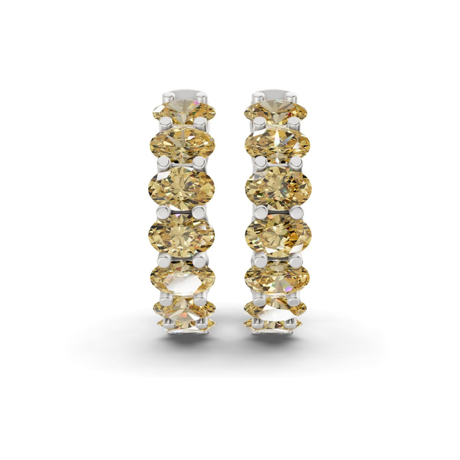 Platinum Jovana Oval Lab Diamond Hoop Earrings (7 Ct. Tw.) side right image one