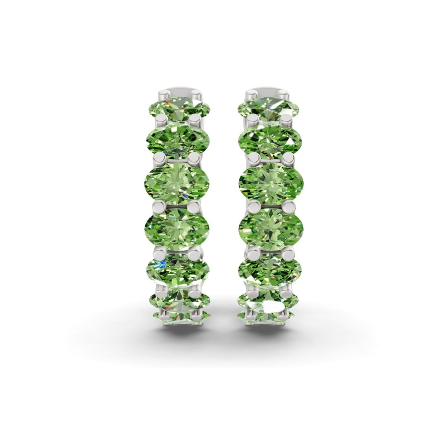Platinum Jovana Oval Lab Diamond Hoop Earrings (6 Ct. Tw.) side right image one