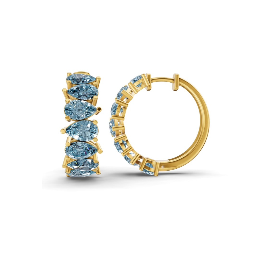 14kt Yellow Gold Eudora Pear Lab Diamond Hoop Earrings (3 Ct. Tw.) standing product image one