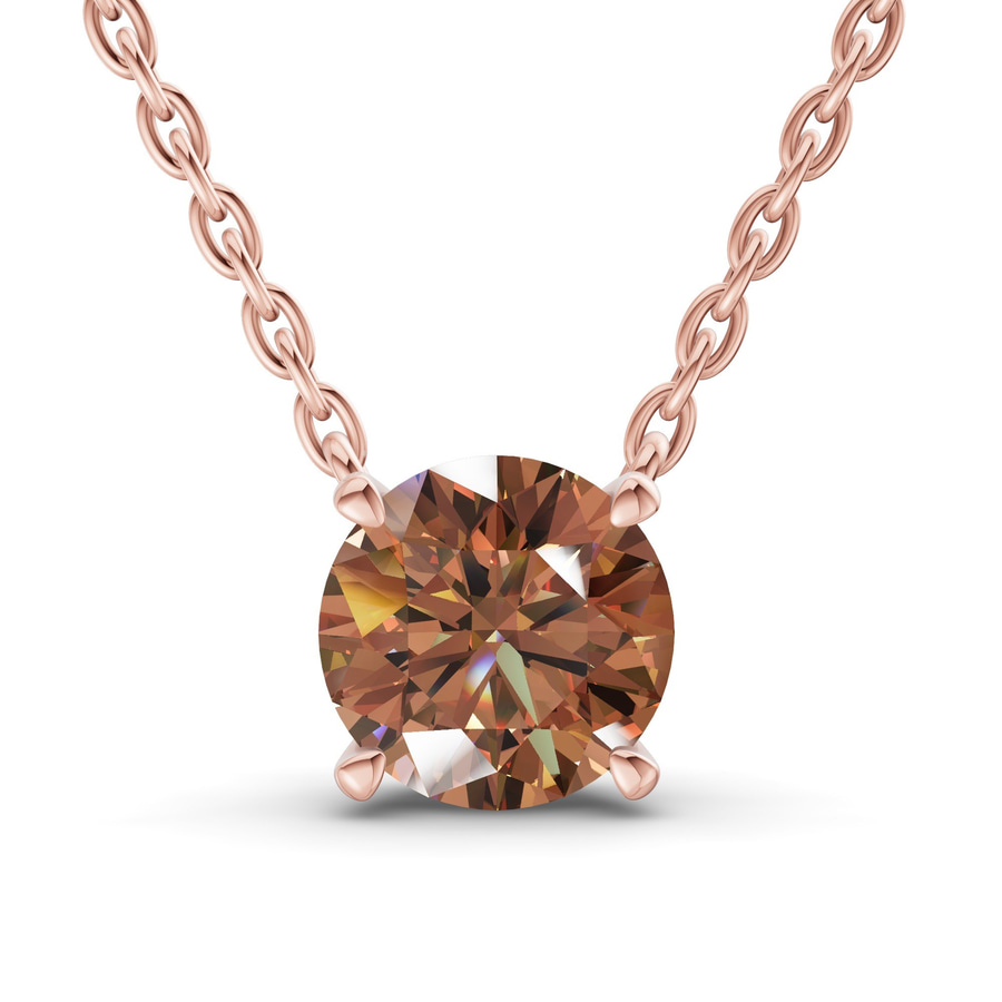 14kt Rose Gold Lluvia Round Lab Diamond Solitaire Necklace (1/2 Ct. Tw.) front image