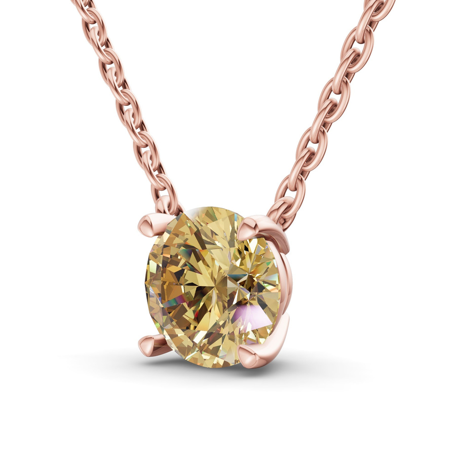 14kt Rose Gold Lluvia Round Lab Diamond Solitaire Necklace (1 Ct. Tw.) standing product image one