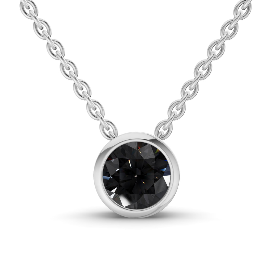 10kt White Gold Agustina Round Bezel Lab Diamond Solitaire Necklace (1/2 Ct. Tw.) front image