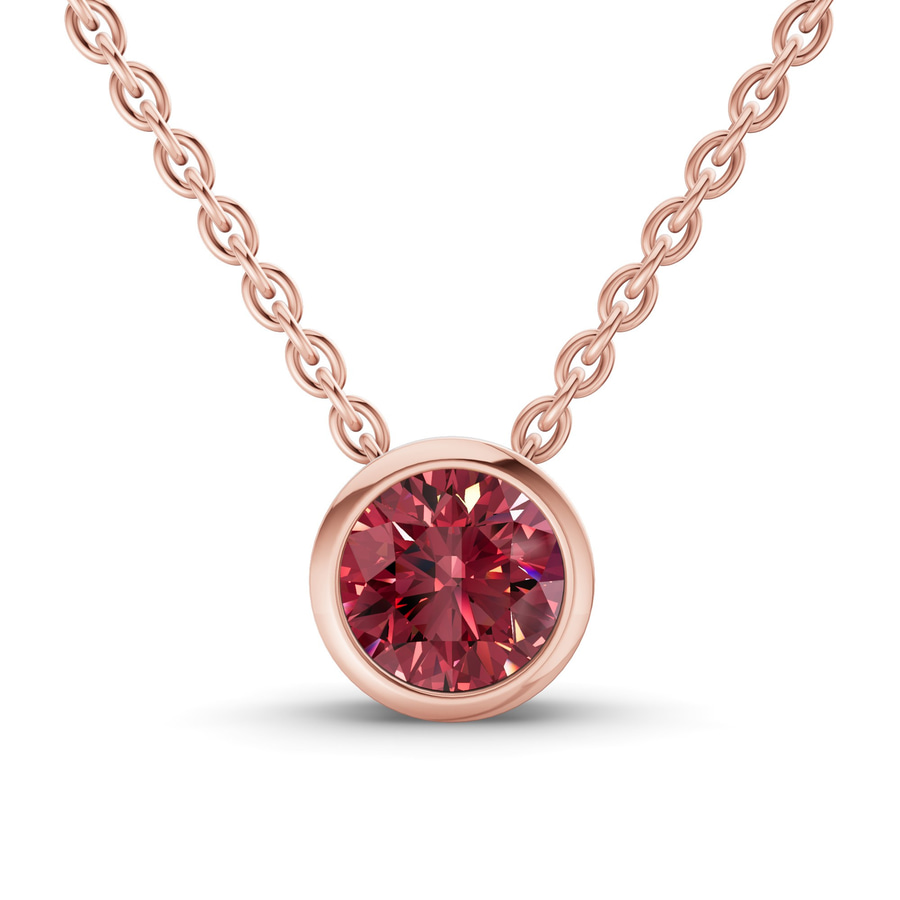 14kt Rose Gold Agustina Round Bezel Lab Diamond Solitaire Necklace (1/2 Ct. Tw.) front image