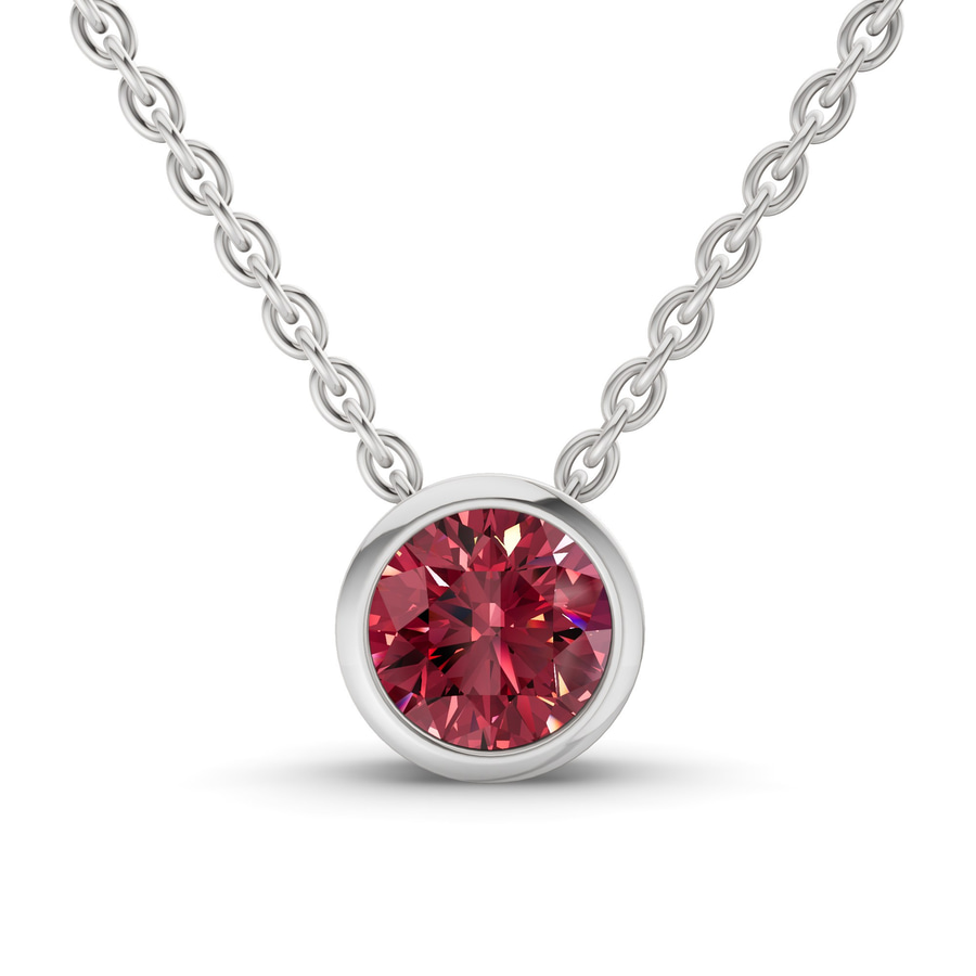 10kt White Gold Agustina Round Bezel Lab Diamond Solitaire Necklace (4 Ct. Tw.) front image