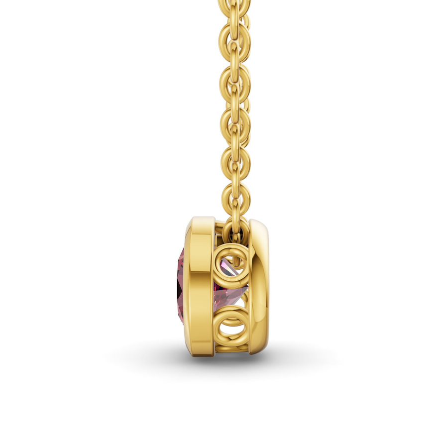 14kt Yellow Gold Agustina Round Bezel Lab Diamond Solitaire Necklace (1 Ct. Tw.) side right image one