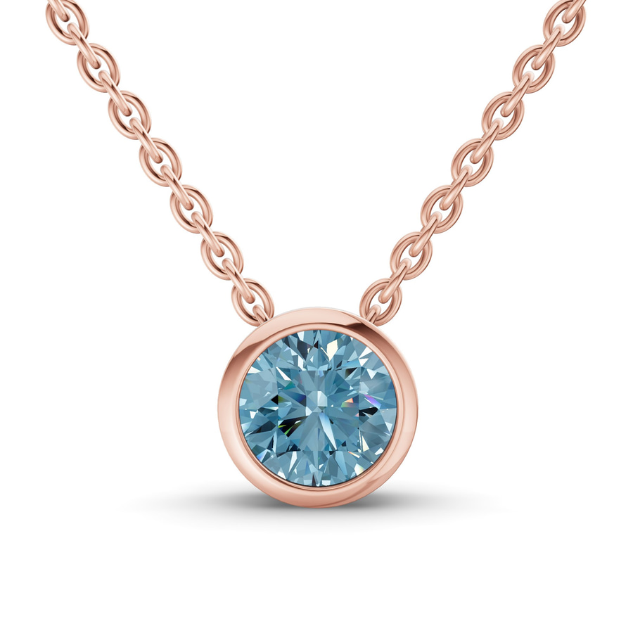 10kt Rose Gold Agustina Round Bezel Lab Diamond Solitaire Necklace (1 1/2 Ct. Tw.) front image